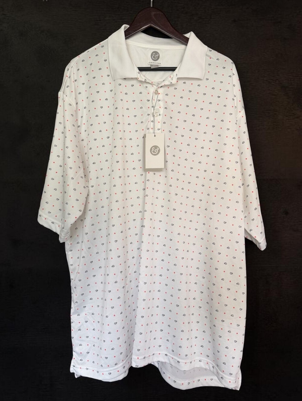NWT Kilburne & Finch Men's Polo Shirt 4XL White Stretch Golf Casual Paisley